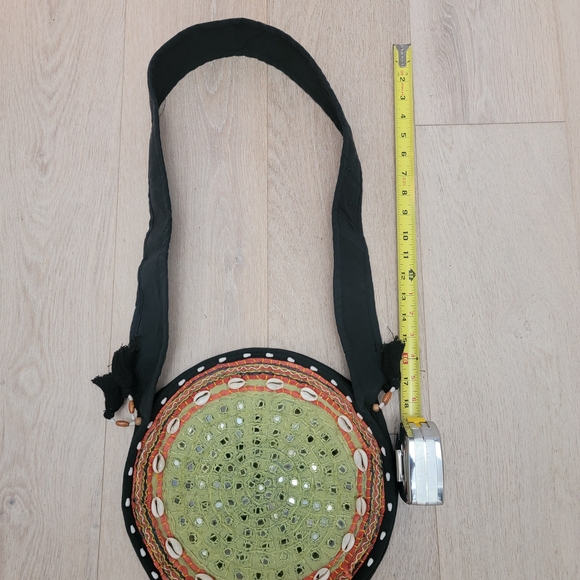 Bohemian Embroidered Crossbody Bag - Black and Green - Picture 6 of 13